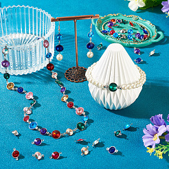 42Pcs 7 Colors Glass Cone Connector Charms&nbsp;STAS-TA0006-10