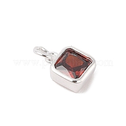 925 Sterling Silver Pave Cubic Zirconia Square Charms with Jump Rings and 925 Stamp&nbsp;STER-D288-05S-04