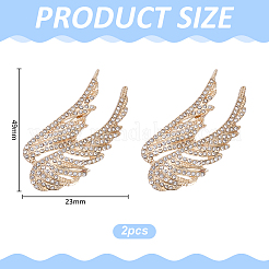 2Pcs Angel Wings Zinc Alloy Rhinestone Brooches for Backpack Clothes Wedding Party&nbsp;JEWB-WR0001-12G
