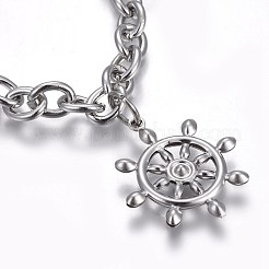 Tarnish Resistant 304 Stainless Steel Charm Bracelets&nbsp;BJEW-L637-23-P