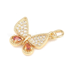 Brass Micro Pave Orange Cubic Zirconia Pendants&nbsp;KK-F938-23D-G