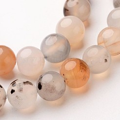 Natural Dendritic Agate Beads Strands&nbsp;X-G-D845-04-8mm