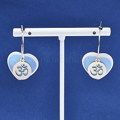 Natural & Synthetic Gemstone & 304 Stainless Steel Hoop Earrings for Women&nbsp;EJEW-G475-04P