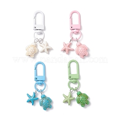 4Pcs Turtle & Starfish Synthetic Turquoise Pendant Decorations&nbsp;HJEW-JM04264