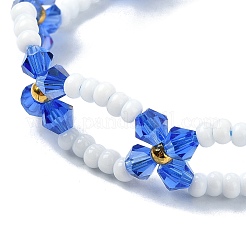 Woven Glass Flower Adjustable Braided Bead Bracelets for Women&nbsp;BJEW-MZ00100-04