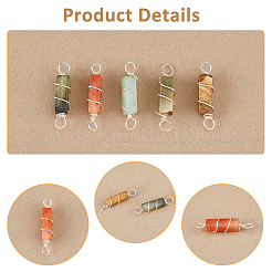 40Pcs 5 Styles Natural Mixed Gemstone Copper Wired Wrapped Connector Charms&nbsp;PALLOY-FH00008