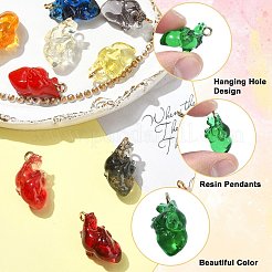 12Pcs 12 Colors Transparent 3D Resin Pendants&nbsp;RESI-CJ0005-29