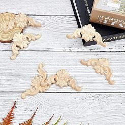 Natural Solid Wood Carved Onlay Applique Craft&nbsp;WOOD-FH0001-21