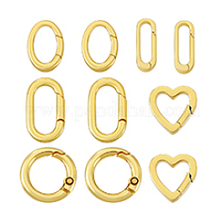 10Pcs 5 Styles Brass Spring Gate Rings&nbsp;KK-PH0013-87