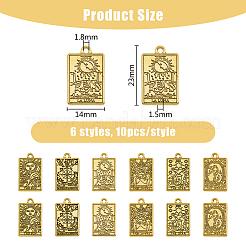 60Pcs 6 Styles Rack Plating Alloy Pendants&nbsp;FIND-DC0003-78