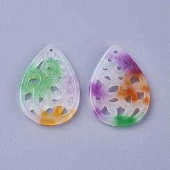 Carved Natural White Jade Pendants&nbsp;G-L495-42D