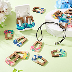 16Pcs 8 Colors Resin and Walnut Pendants&nbsp;FIND-TA0006-48