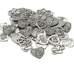 Mixed Tibetan Style Alloy Heart Pendants&nbsp;TIBEP-X0004-02-AS
