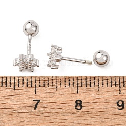 Christmas 925 Sterling Silver Snowflake Stud Earrings&nbsp;EJEW-F397-04P