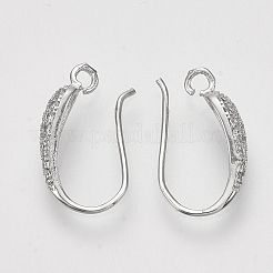 Brass Micro Pave Cubic Zirconia Earring Hooks&nbsp;LS-ZIRC-Q022-035P-NF