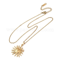 304 Stainless Steel Sun Pendant Cable Chain Necklaces for Men Women&nbsp;NJEW-K308-04E-G