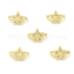 Rack Plating Brass Pave Cubic Zirconia Slide Charms&nbsp;KK-G464-02G