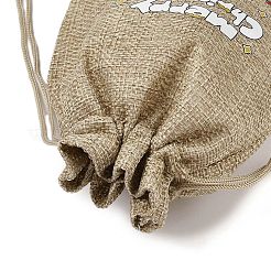 Christmas Printed Burlap Packing Pouches Drawstring Bags&nbsp;ABAG-Q053-02B-08