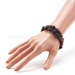 Natural Coconut Rondelle Beads Stretch Bracelets Set for Men Women&nbsp;BJEW-JB06771