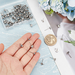 80Pcs 4 Style 201 & 304 Stainless Steel Stud Earring Findings&nbsp;STAS-OC0001-15