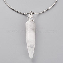 Natural Quartz Crystal Openable Perfume Bottle Pendant Necklaces&nbsp;NJEW-H216-05P
