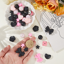 68Pcs 14 Styles Printed Silicone Focal Beads&nbsp;SIL-PA0001-14