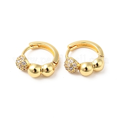 Clear Cubic Zirconia Half Round Beaded Hoop Earrings&nbsp;EJEW-G312-14G