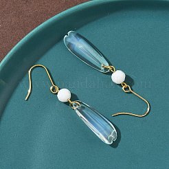 Electroplated 304 Stainless Steel Crystal Dangle Earrings&nbsp;EJEW-Z129-21G-02