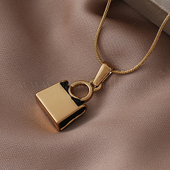 304 Stainless Steel Enamel White and Black Handbag Pendant Necklaces for Women&nbsp;ZO0071