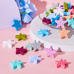 48Pcs 12 Colors Star Silicone Beads&nbsp;SIL-TA0001-56