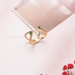 Criss Cross Clear Cubic Zirconia Cuff Ring&nbsp;X1-RJEW-T016-36G-01