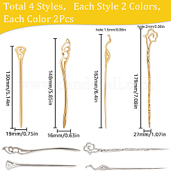 16Pcs 8 Styles Chinese Style Alloy Crane Hair Sticks&nbsp;OHAR-SC0002-98