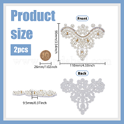2Pcs Triangle ABS Plastic Pearl with Glass Seed Bead Sew on Appliques&nbsp;PATC-FG0003-14