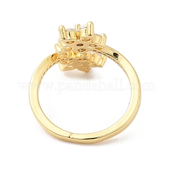 Cubic Zirconia Flower Open Cuff Ring&nbsp;RJEW-L106-009G-03