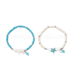 2Pcs 2 Colors Trumpet Shell Beads Charm Bracelets&nbsp;BJEW-JB12374