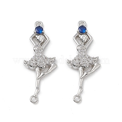 Brass Micro Pave Clear Cubic Zirconia Connector Charms&nbsp;KK-E068-VB036