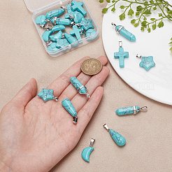24Pcs 6 Styles Synthetic Turquoise Pendants Sets&nbsp;G-AR0005-22