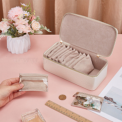 Portable Travel PU Leather Jewelry Organizer Handled Boxes&nbsp;CON-WH0107-71A