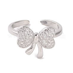 Brass Micro Pave Cubic Zirconia Open Cuff Ring&nbsp;RJEW-K256-58H-P