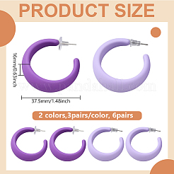 6 Pairs 2 Colors Acrylic C-Shaped Stud Earrings&nbsp;EJEW-GO0002-24