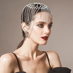 Rhinestone Mesh Headpiece Cap&nbsp;OHAR-WH0021-47S