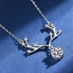Anti-Tarnish Rhodium Plated 925 Sterling Silver Micro Pave Clear Cubic Zirconia Cable Chain Necklaces&nbsp;AJEW-U007-02P