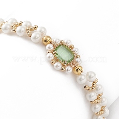 Glass & Shell Pearl Bead Bracele&nbsp;BJEW-TA00180-01