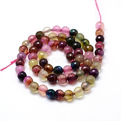 Dyed Natural Agate Faceted Round Beads Strands&nbsp;G-P098-02