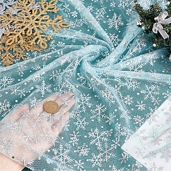 Snowflake Pattern Nylon Mesh Fabric&nbsp;DIY-WH0581-11B