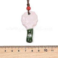Adjustable Sunflower Porcelain Whistle Pendant Waxed Cord Necklaces for Women&nbsp;FB-CBA68CE-01A