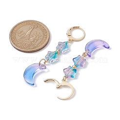 4 Pairs 4 Color Moon & Star Glass Dangle Leverback Earrings&nbsp;EJEW-JE05605