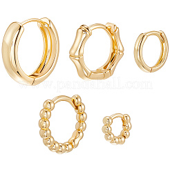 5 Pairs 5 Style Rack Plating Round Brass Hoop Earrings for Women&nbsp;EJEW-BBC0001-98
