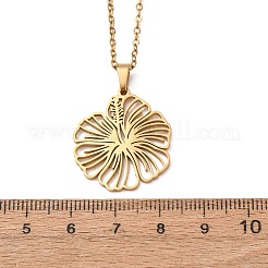 304 Stainless Steel Flower Pendant Cable Chain Necklaces for Men Women&nbsp;NJEW-K308-05A-G