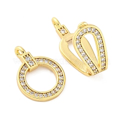 Brass Clear Cubic Zirconia Fold Over Clasps&nbsp;KK-Z078-39G